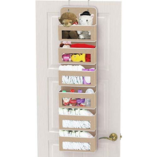 Simple Houseware Over Door/Wall Mount 6 Clear Window Pocket Organizer, Beige