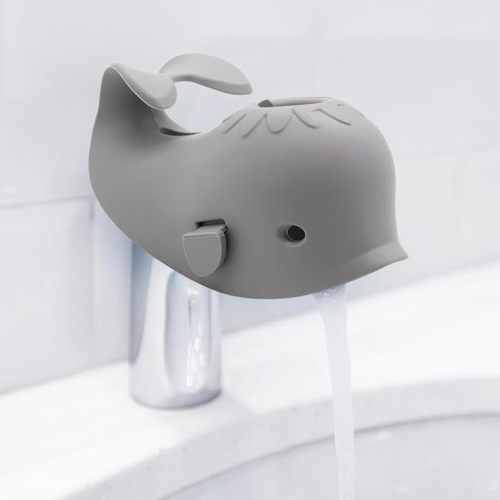 Baby Bathtub Faucet Cover, Faucet Cover Baby Bathtub Spout Cover, Bath Spout Protective Cover, Bathtub Safety Spout Guard, Baby Safety Protection Silicone Kit, Grey Whale Protector