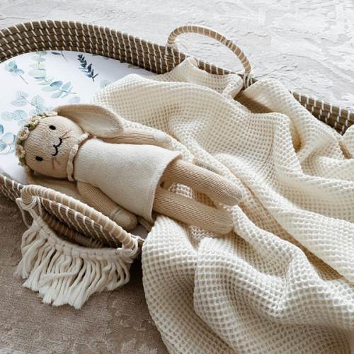 Cotton Baby Waffle Blanket - Ivory