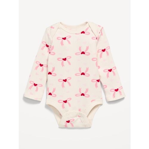 Printed Long-Sleeve Ribbed Bodysuit for Baby