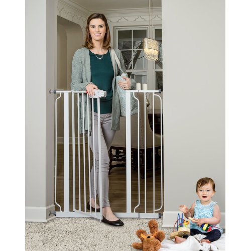 Regalo Easy Step Extra Tall Walk Thru Gate, Includes 6-Inch Extension Kit, 4 Pack of Pressure Mount Kit and 4 Pack of Wall Mount Kit