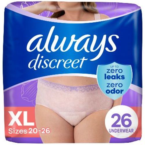 Always Discreet Adult Postpartum Incontinence Underwear for Women - Maximum Protection - XL - 26ct