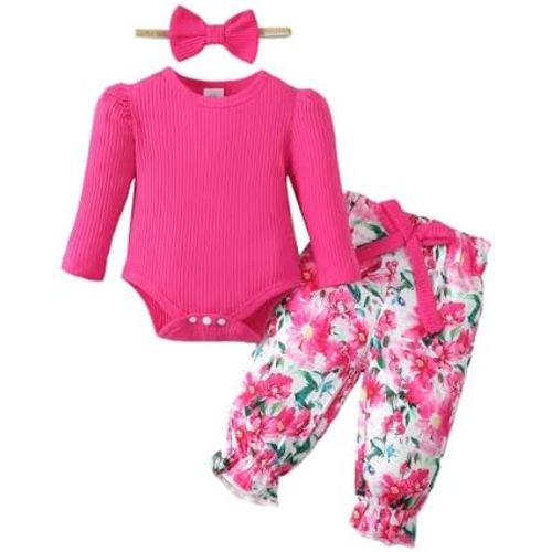 Mioglrie Newborn Baby Girl Clothes Infant Fall Outfits Color Block Pants Set Baby Clothes for Girls 0 3 6 9 12 18 Months