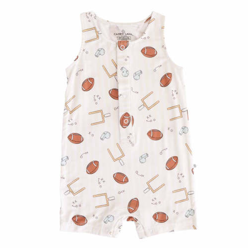 Sleeveless Snap Romper | Tiny Touchdowns Neutral