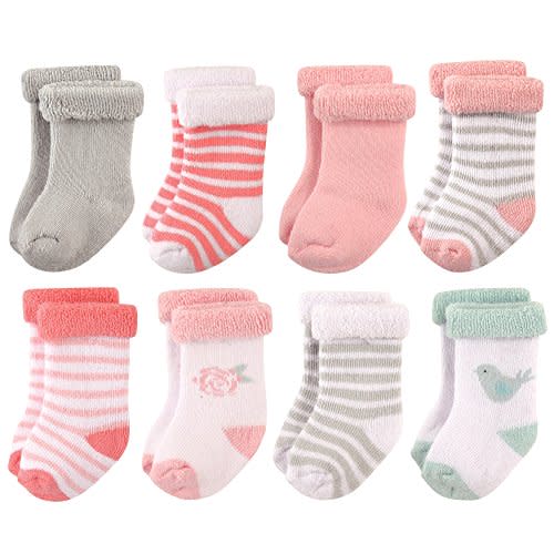 Hudson Baby Baby Girls' Cotton Rich Newborn and Terry Socks