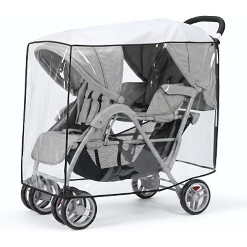 Double Stroller Rain Cover for Tandem Stroller, Universal Fit, Easy Use