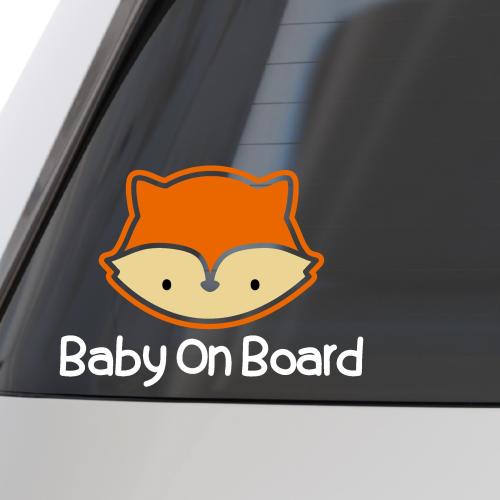 Fox Baby On Board Car Decal: Waterproof Vinyl Bumper Sticker