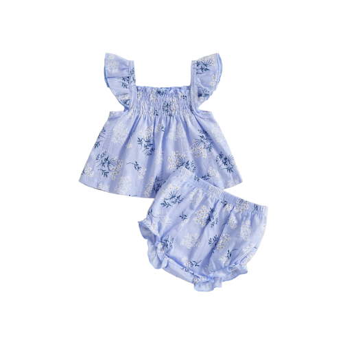 AceBaby Baby Girl Floral 2Pcs Outfits Toddler Summer Shorts Set for 3-24M,95% Cotton