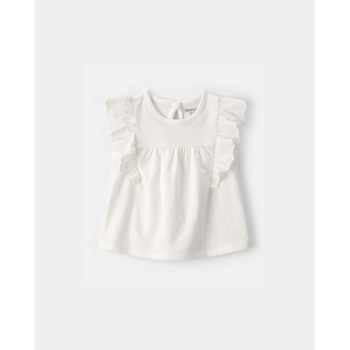 Baby Girl Eyelet-Sleeve Top - Ivory - OshKosh B'gosh | Carter's