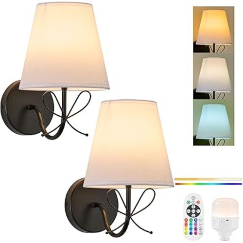PASSICA DECOR Bow Lamp Battery Operated Wall Sconces Set of 2, Rechargeable Dimmable LED Lights with 15 Colors, Timer, Remote Control, Bow Sconce for Girls Rooms, Bedroom Living Room