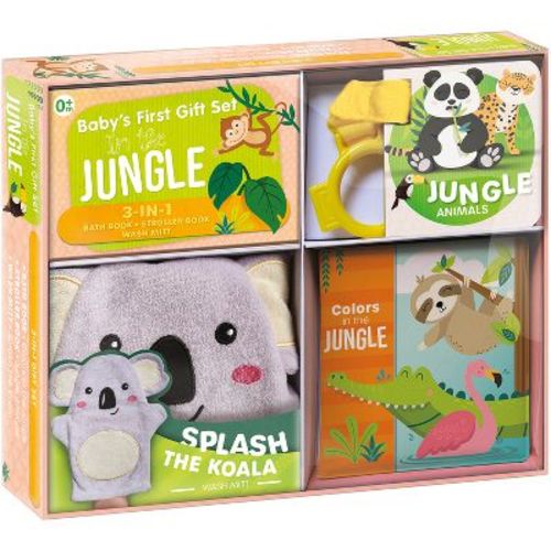 Jungle Fun Baby Gift Set: Soft Books for Toddlers 1-3, Waterproof Bath Book, Stroller Book, Wash Mitt - Great Newborn Gift - by Crackboom! Books