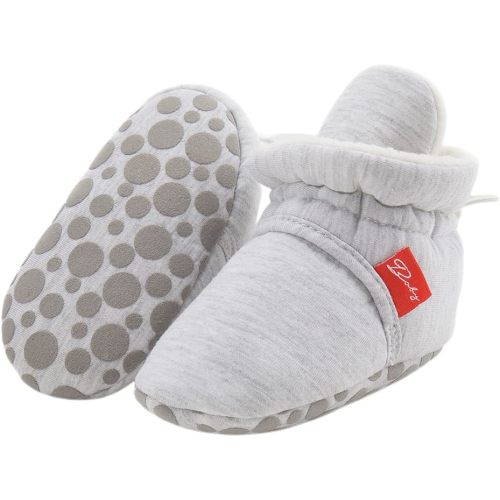 ohsofy Newborn Baby Cotton Booties Stay On Slipper Winter Warm Soft Shoes Non-Skid Infant Ankle Boots Crib Shoes