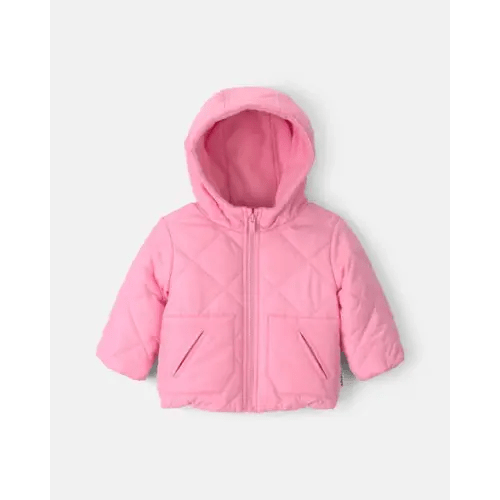 Baby Girl Hooded Heavyweight Quilted Winter Jacket - Pink | Carter's