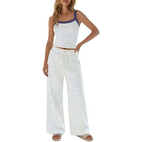 SENSERISE Womens Striped Lounge Set Loungewear