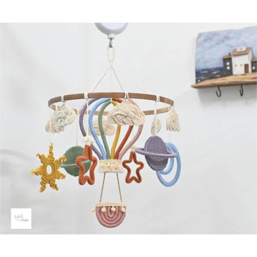 Galaxy Baby Mobile, Space Nursery Decor Gift, Hot Air Balloon Mobile, Hot Air Balloon and Cloud Nursery Decor, Neutral Baby Mobile
