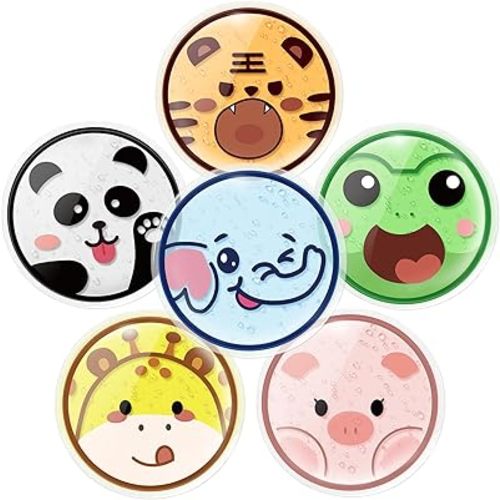 Kid Ice Packs, Microwave Heating Pad for Boo Boo, 6 Pcs, Hot Cold Physical Therapy First Aid for Pain Relief, Toothache, Fever Patch, Kindergarten Teen Girl Boy Item (Jungle Buddy)