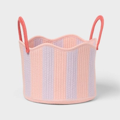 Striped Coiled Rope Kids' Decorative Storage Basket with Handles Pink/Purple - Pillowfort™