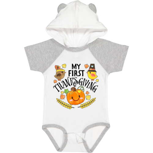 Inktastic My First Thanksgiving Autumn Birds, Pumpkin Boys or Girls Baby Bodysuit