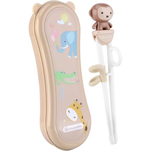 Kids Chopsticks - Made of High Quality Food Grade Material - Great Chopsticks for Kids - Includes Sturdy and Practical Portable Box (Brown)