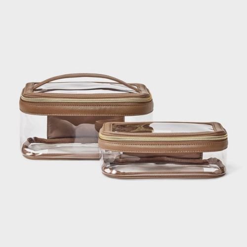 Travel Zip Pouch Set 2pc - A New Day™ Brown
