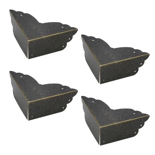 Mcredy Corner Protectors for Furniture,4 Pack Table Corner Protectors Metal Bronze Box Corners Decorative 2.8x2.8x1.2(LxWxH),Side Length 2.8"
