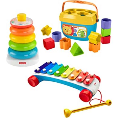Fisher-Price Classic Infant Trio, toy set of three baby toys for stacking, sorting and musical play