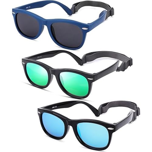 Polarized Baby Sunglasses with Strap - Unbreakable Flexible Infant Sunglasses for Toddlers Age 0-24 Months