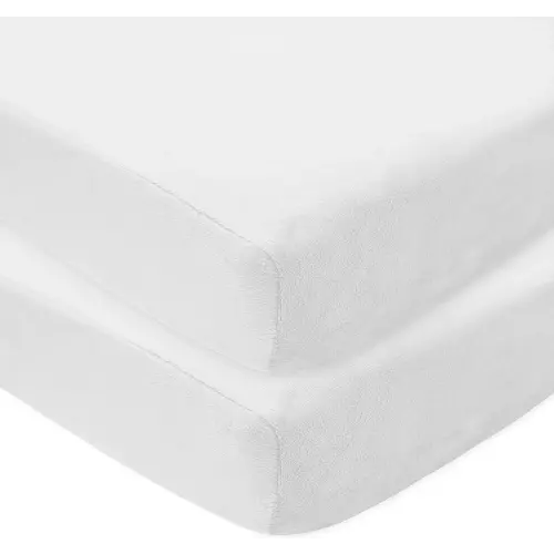 American Baby Company 2 Pack Heavenly Soft Chenille Fitted Crib Sheet 28" x 52", Warm and Cozy Neutral Chenille Sheet, White, for Boys and Girls, Fits Crib and Toddler Bed mattresses