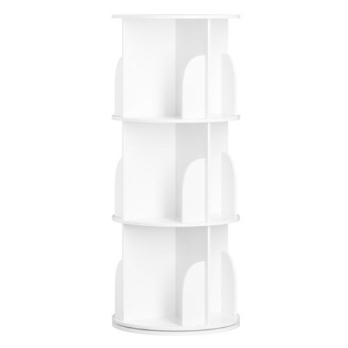 Rotating Bookshelf Tower, 360° Spinning Bookcase Lazy Susan, Revolving Round Book Shelf Carousel, Vertical Spiral Corner Organizer, White | Wayfair