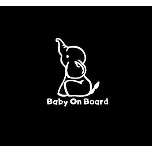 LLI Baby Boy On Board Elephant White | Decal Vinyl Sticker | Cars Trucks Vans Walls Laptop | White | 7.5 x 5.5 in | LLI1446