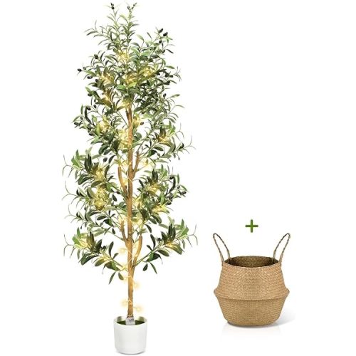 Olive Trees Artificial Indoor 6Ft Tall Faux Plants Large Fake Olivos Tree