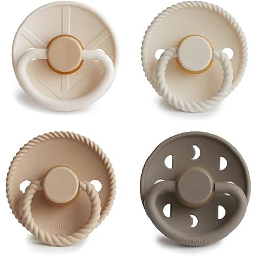 FRIGG Natural Rubber Baby Pacifier 4-Pack Crystal Sparkle | Made in Denmark | BPA-Free (6-18 Months)