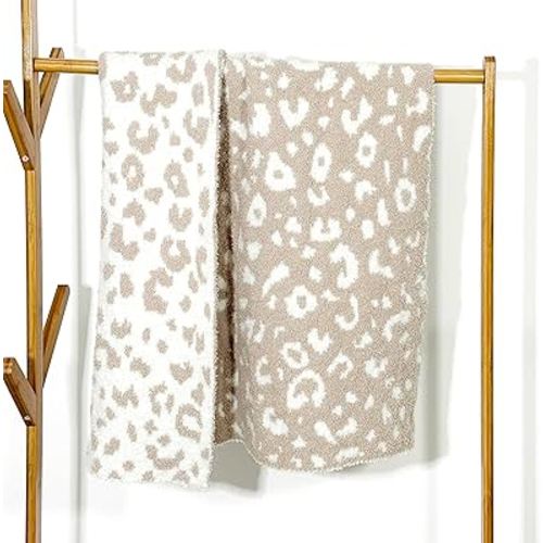 Soft Baby Blanket Baby Cozy Blanket Swaddling Blanket for Newborn Nursery Knit Leopard 30x40 Inch Beige Cheetah
