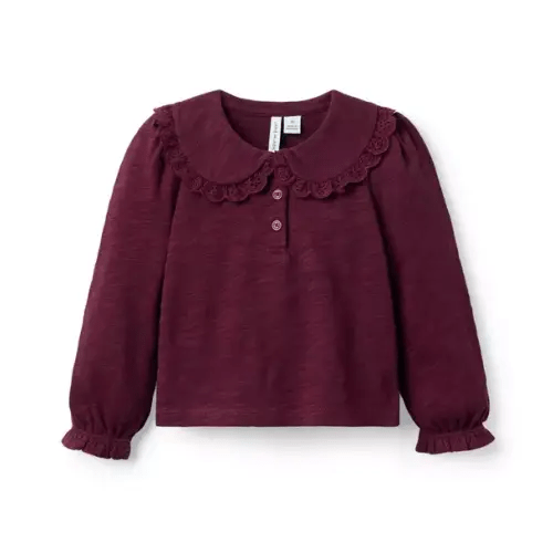 Girl Dark Purple Lace Collared Top by Janie and Jack