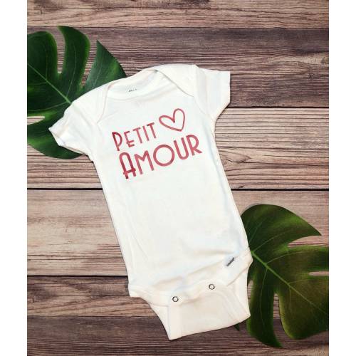 Petit Amour Organic French Onesie, Cute French Baby Bodysuit Gift
