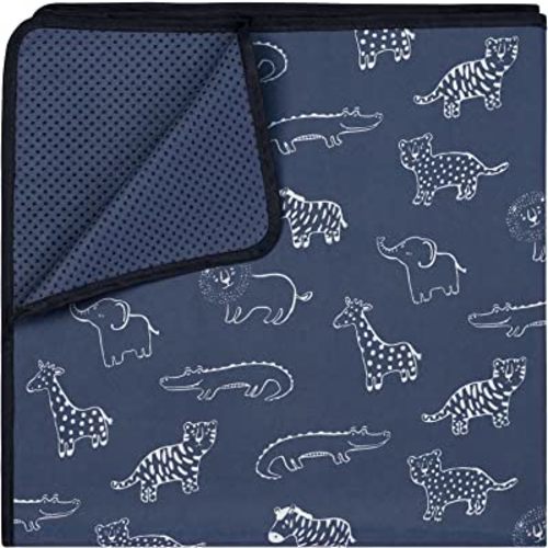 Baby Splat Mat for Under High Chair, 51 x 51 Inch Splash Mat, Waterproof and Washable Spill Mat, Anti-Slip Floor Protector, Safari Animals