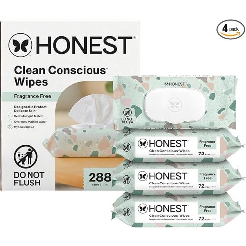 The Honest Company Hypoallergenic Multi-Use Baby Wipes for Sensitive Skin, Geo Mood, 288 Count