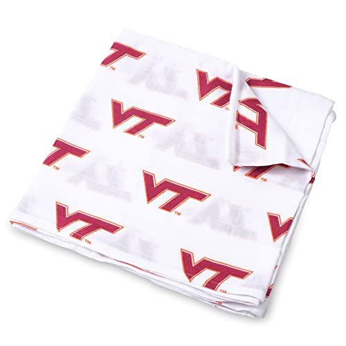 Three Little Anchors Virginia Tech Hokies Muslin Swaddle Blanket – Officially Licensed Ultra-Soft 47” x 47” Cotton Muslin Baby Swaddle | Breathable Newborn Blanket | VT Infant Gift