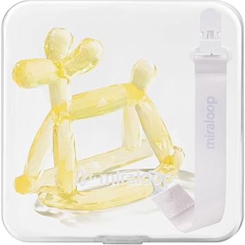 Crystal Jelly Baby Teether – Teething Toys 3-6 Months Food Grade Silicone Teether with Storage Box and Pacifier Clip, Safe for Babies (Citrine Clip+Box)