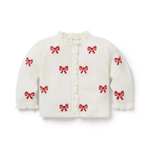 Baby Cream And Sugar Bow Baby Bow Ruffle Cardigan by Janie and Jack