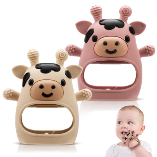 2 Pack Baby Teething Toys 3-6 6-12 Months, Silicone Teether Mittens | BPA Free, Adjustable Anti Drop, Multiple Textures for Teething Relief, Infants Chew Toys, Newborn Gifts, Dishwasher Safe