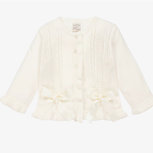 Pretty Originals - Girls Ivory Cotton Knit Cardigan | Childrensalon