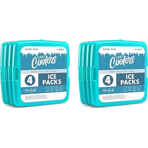 Cool Coolers by Fit + Fresh, Reusable & Long-Lasting Slim Ice Packs, Cold Packs for Lunch Boxes, Ice Packs for Lunch Bags