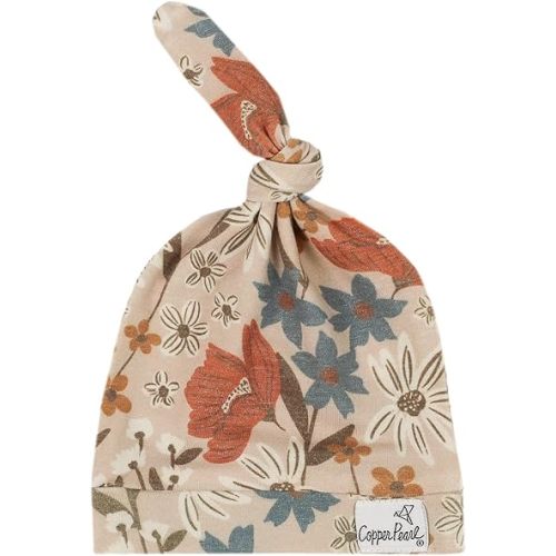 Copper Pearl Baby Beanie Hat Top Knot Stretchy Soft Eden