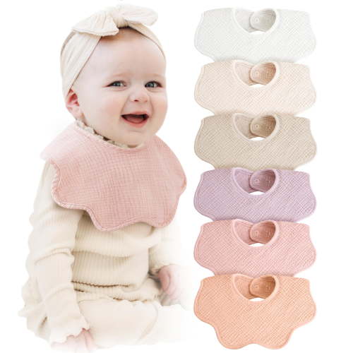 T Konssy Muslin Baby Bibs 100% Cotton Absorbent Bandana Drool Bibs for Teething and Drooling, 6-Pack for Baby Boys & Girls