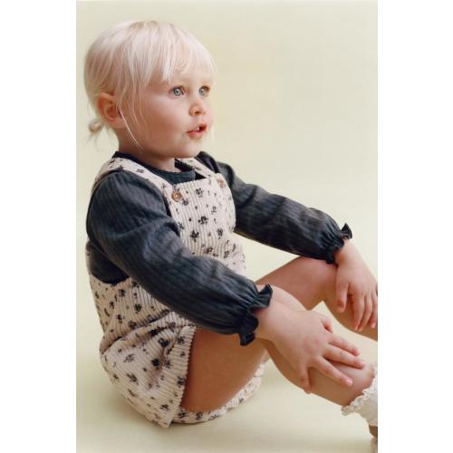 CORDUROY PINAFORE DRESS AND FLORAL UNDERWEAR - Ecru | ZARA United States