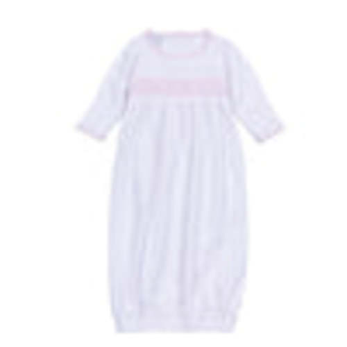 Magnolia Baby Girl Gingham Dots Smocked Gown in Pink