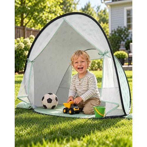 Pop-Up Baby Beach Tent UPF 50+ with Mosquito Net, Rear Vent, Sand Pockets