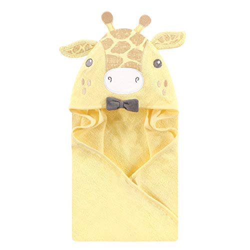 Hudson Baby Unisex Baby Cotton Animal Face Hooded Towel, Bowtie Giraffe, One Size