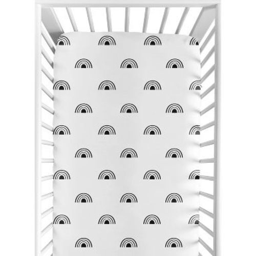 Sweet Jojo Designs Gender Neutral Baby Fitted Crib Sheet Boho Rainbow White and Black